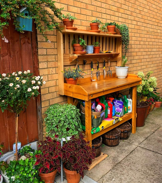 We love your photos - customised potting bench from Greenfields Wood Store