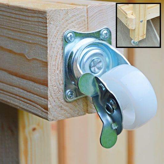 Want to easily move your wooden workbench? Choose our castor wheel option