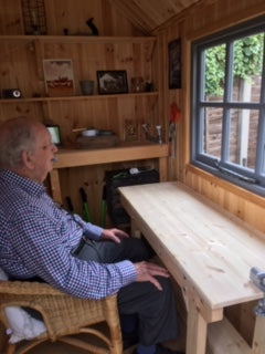 Accessible wooden workbench for wheelchair users