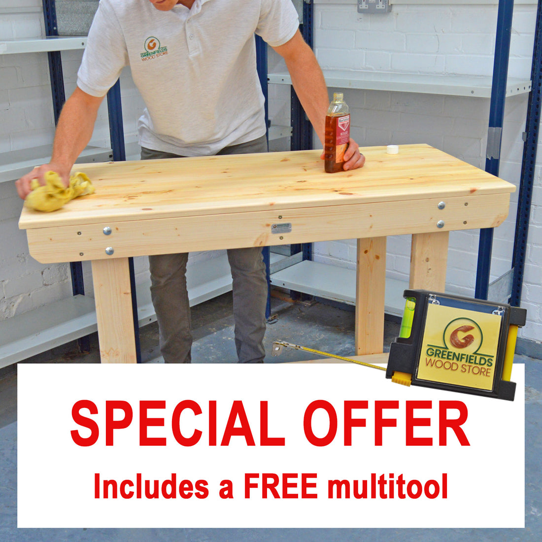 Christmas giveaway item when buying our sturdy wooden workbenches