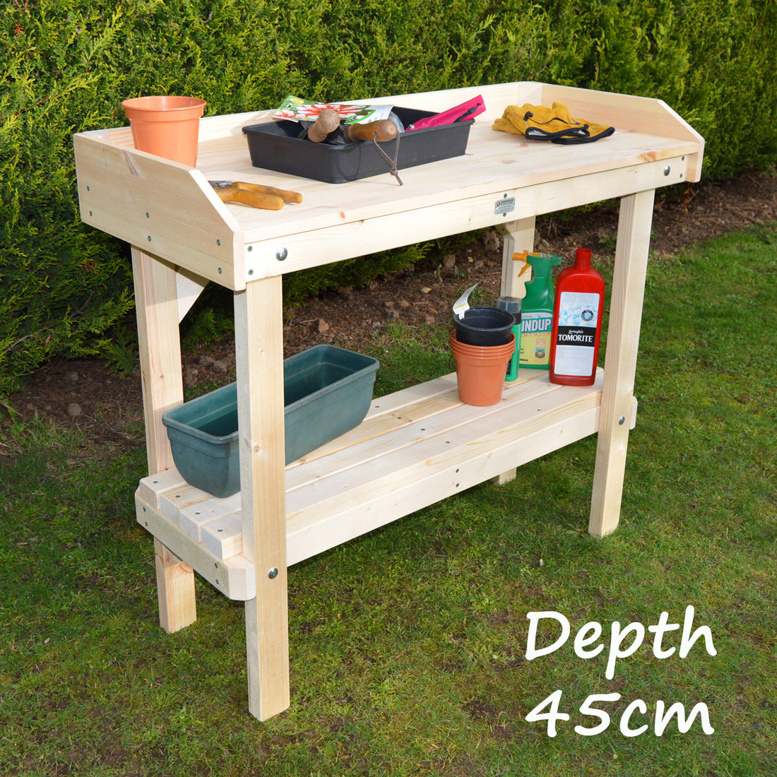 Sturdy wooden potting tables with options on sizes and colours