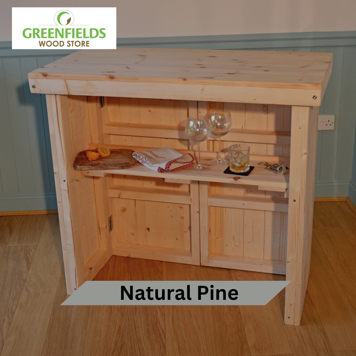 Portable Bar Solid wood construction Made to a rustic design