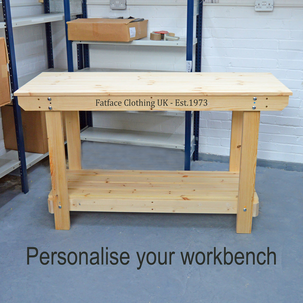 business branding on workbench