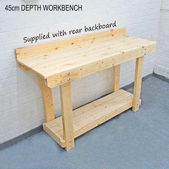narrow wooden workbench