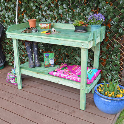 wooden potting table